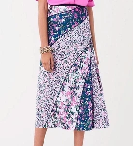 Diane von Furstenberg L rosa grün Feenrock romantisch Blumen Paneele Karriere neu - Bild 1 von 8
