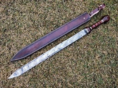 Damascus Steel Gladiator Sword / Handmade Roman Gladius Sword Sword  W/Sheath 04 - Image 1 of 4