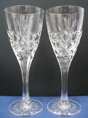 2x Royal Doulton Heavy Crystal Canterbury Pattern Wine Glasses - VG Unused Cond. - image 1 of 4