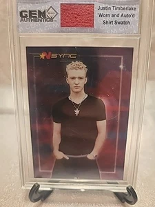2000 Topps Justin Timberlake Autographed Worn Shirt Swatch Gem Mint 10 Card. - Foto 1 di 2