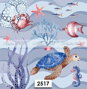 (2517) DOS servilletas artesanales artísticas decoupage de papel para almuerzo - TORTUGA MARINA VIDA MARINA OCEÁNICA - Imagen 1 de 3