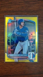 2025 Bowman Paulino Santana Yellow REFRACTOR /75 #BCP-72 Rangers - Picture 1 of 2