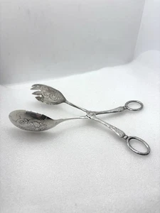 Vintage Silber Teller Salat Servier Schere Zange EPNS Made in England - Bild 1 von 8