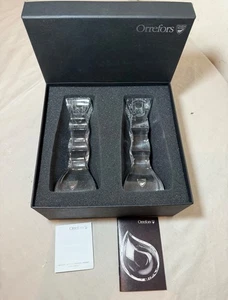 New w box Vintage Orrefors Swedish Glass Clear Crystal Candlestick Candle Holder - Picture 1 of 11