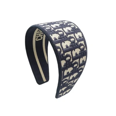 正品 Christian Dior Oblique 头带其他配件海军蓝帆布 — 第 1/4 张图片