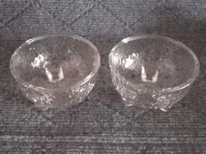 Crisa Libbey Dessert Bowls Clear Glass Pebble Textured Footed Ice Cream Vintage - Picture 1 of 4