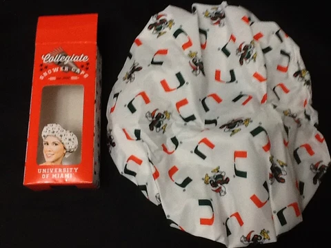 4 University Of Miami Shower Cap UM Caps Sebastian the Ibis Hurricanes Mascot Cover