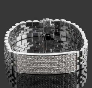 White Gold Finish Over 925 Sterling Silver Bracelet For Men-Women RSG759 - Bild 1 von 5