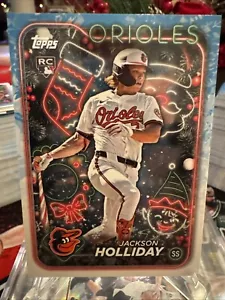 2024 TOPPS HOLIDAY JACKSON HOLLIDAY RC SP IMAGE VARIATION CANDY CANE ORIOLES - Picture 1 of 2