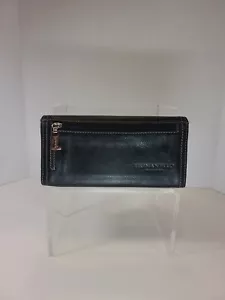 Tignanello Womens Genuine Leather Wallet Black Inner Divider Snap Zip Card - Picture 1 of 13