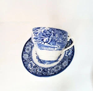 Liberty Blue Staffordshire Teetasse und Untertasse - Paul Revere Old North Church - Bild 1 von 4