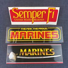 Vintage USMC Marines Bumper Stickers Lot of 3 Semper Fi Marine Corps