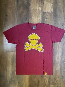 Johnny Cupcakes Short Sleeve Maroon/Yellow Crossbones Logo T-Shirt