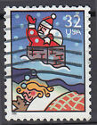 USA gestempelt 32c Weihnachten 1996 Weihnachtsmann Santa Kamin Dach Haus / 7261