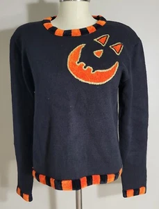 Vintage Halloween Sweater Jack-O-Lantern by Jack B. Quick size M Petite - Picture 1 of 5