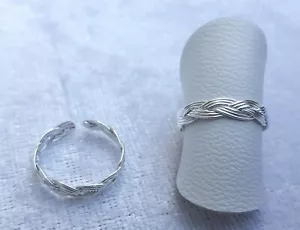 Adjustable Sterling Silver Braid Toe/Pinky/Finger Ring 925 - 170A7 - Picture 1 of 1
