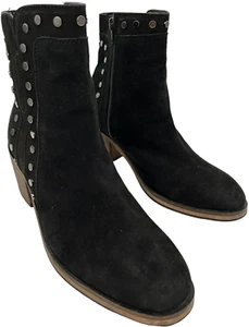 rebels women's black studded zip-up booties size 6.5 with 2 inch heels - Picture 1 of 9
