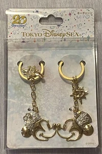 Mickey Minnie Profile Keychain Tokyo Disneysea 20Th Anniv Time To Shine Gold - Picture 1 of 3