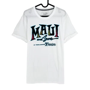 TOM TAILOR Denim Men White Graphic Short Sleeves Crew Neck T Shirt Size L - Picture 1 of 8