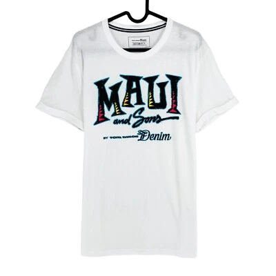 TOM TAILOR Denim Men White Graphic Short Sleeves Crew Neck T Shirt Size L - Image 1 of 4