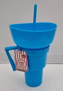 Blue Stadium Tumbler Popcorn Cup Snack Cup Multifunctional 2 in 1 Cup - New - Picture 1 of 7