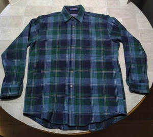 Camicia Pendleton 100% lana abbottonata taglia media verde blu giallo a quadretti - Foto 1 di 4