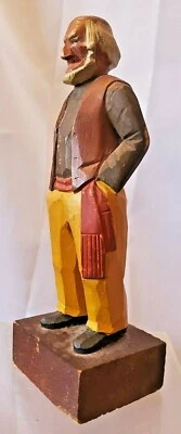 polychrome figure John William Purvis Canada vtg hand Carved painted sculpture  - Image 1 of 4