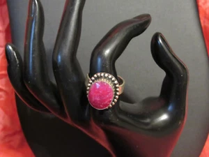 Natural Faceted Ruby Silver overlay Ring sz 8.5 - Picture 1 of 2