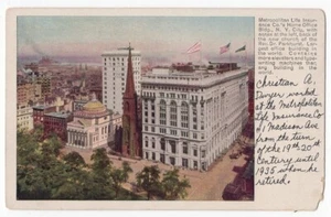 METROPOLITAN LIFE INSURANCE CO POSTAL ANTIGUA CIUDAD DE NUEVA YORK NY c1906 092121 Q - Imagen 1 de 2
