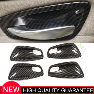 For BMW 1 Series E81 2007-2011 Carbon Fiber Inner Door Handle Bowl Decor Trim 4* - Image 1 of 4