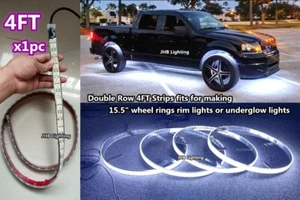 Parts : ONLY 1PC 4FT 48"Double Row Pure White Underglow Wheel Rings Strips Light - Picture 1 of 3