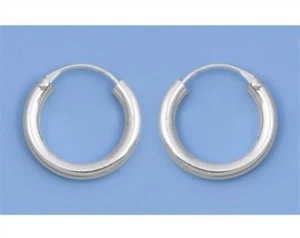 Continuous Hoop Earrings Sterling Silver 925 Jewelry Thickness 2.5mm Diameter 16 - Picture 1 of 1