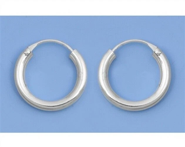 Continuous Hoop Earrings Sterling Silver 925 Jewelry Thickness 2.5mm Diameter 16 - Image 1 of 1