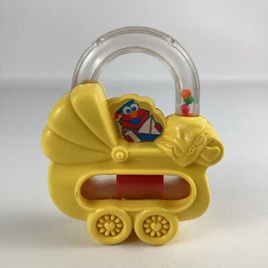 Sesame Street Elmo Baby Giggle Rattle Yellow Stroller Infant Toy Vintage 1989 - Picture 1 of 7