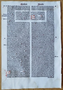 Epistole Jacobi - Koberger Original Incunable Leaf Biblia Latina Folio - 1498 - Picture 1 of 2
