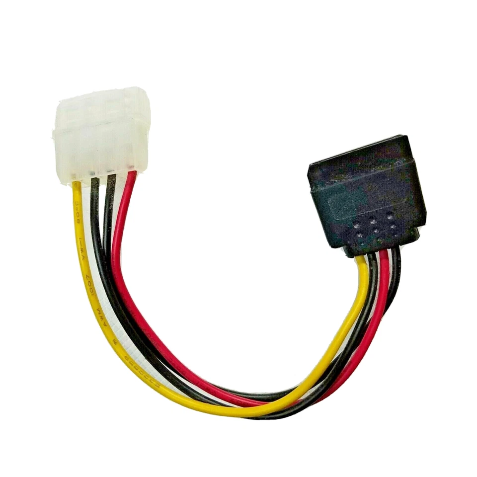 Molex 4 Pin Male Serial ATA SATA 15 Pin Female Power Adapter HDD 7" Cable Cord  - Image 1 of 2