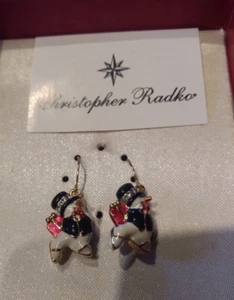 Christopher Radko Christmas Penguins earrings nib - Picture 1 of 1