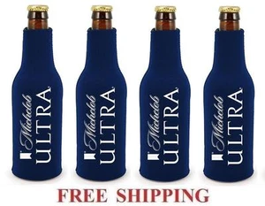 MICHELOB ULTRA 4 BIERFLASCHENANZUG KÜHLBOX REISSVERSCHLUSS KOOZIE COOLIE HUGIE MICH NEU - Bild 1 von 1