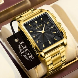 Classic Men Watch Stainless Steel Luminous Date Waterproof Quartz Wristwatch+Box - Picture 1 of 7