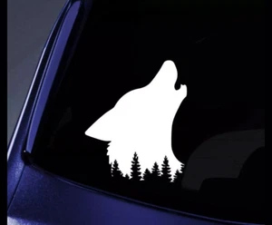 Howling Wolf Forest Silhouette - Calcomanía de vinilo blanco camión coche Windows portátil - Imagen 1 de 3