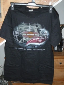 VINTAGE 2003 HARLEY DAVIDSON 100 YRS. OF GREAT MOTORCYCLES T-SHIRT M APPLETON WI - Picture 1 of 7