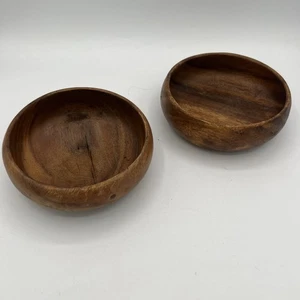 VINTAGE Teak Holz Salatschüsseln 2er Set handgeschnitzt BOHO MCM KOSTENLOSER VERSAND - Bild 1 von 7