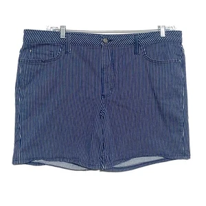 Lee Regular Fit Jean Shorts Denim Mid Rise Blue White Railroad Womens 20 Medium - Picture 1 of 10