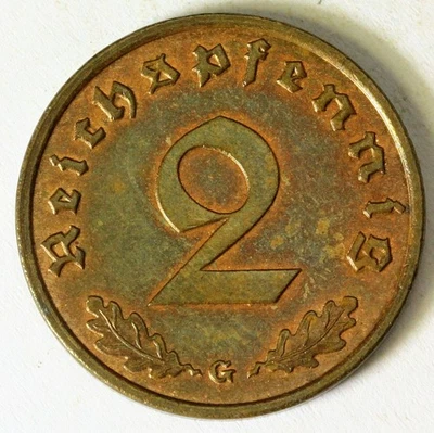 GERMANY (Third Reich) 2 Reichspfennig 1939 G - Bronze - aUNC - 3800 - Image 1 of 2