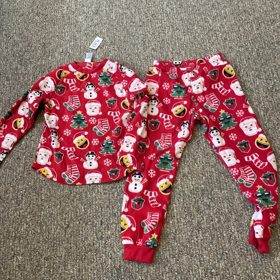 Childrens Place Christmas Pajamas Youth Size M 7-8 Fleece Santa Snowmen - Image 1 of 1
