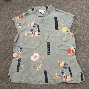 Citron Santa Monica ärmellose asiatische Damenbluse mit Mandarinkragen Large B1 - Bild 1 von 7