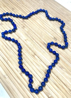 Красивый винтажный лазурит 29» узловатый бусина без застежки ожерелье - утренник длины драгоценных камней - Изображение 1 из 4