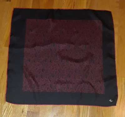 Handcraft CM Black Red Patterned 100% Silk Pocket Square 20" Italy - Image 1 of 4