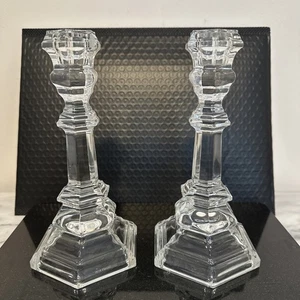 Tiffany & Co. Set 2 portacandele Crystal Plymouth 8" Made in USA - Foto 1 di 15
