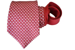 PINK MEN'S TIE RED/ELEPHANTS PATTERN Width: 3.7/8" Length: 58" - Picture 1 of 5